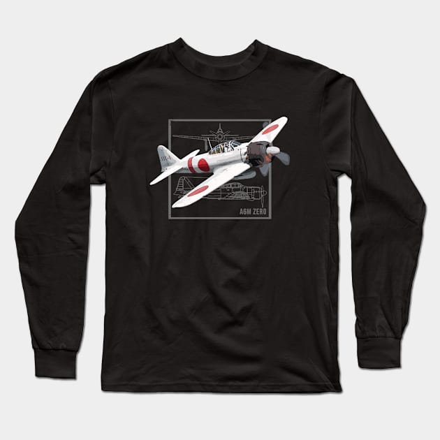 A6M Zero | Japanese WW2 Fighter Plane Long Sleeve T-Shirt by Jose Luiz Filho